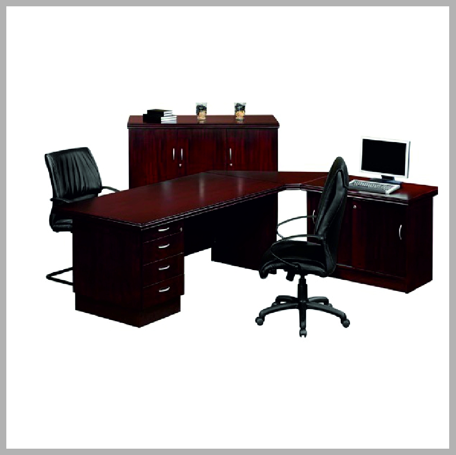 S Line Single Pedestal Desk +credenza
